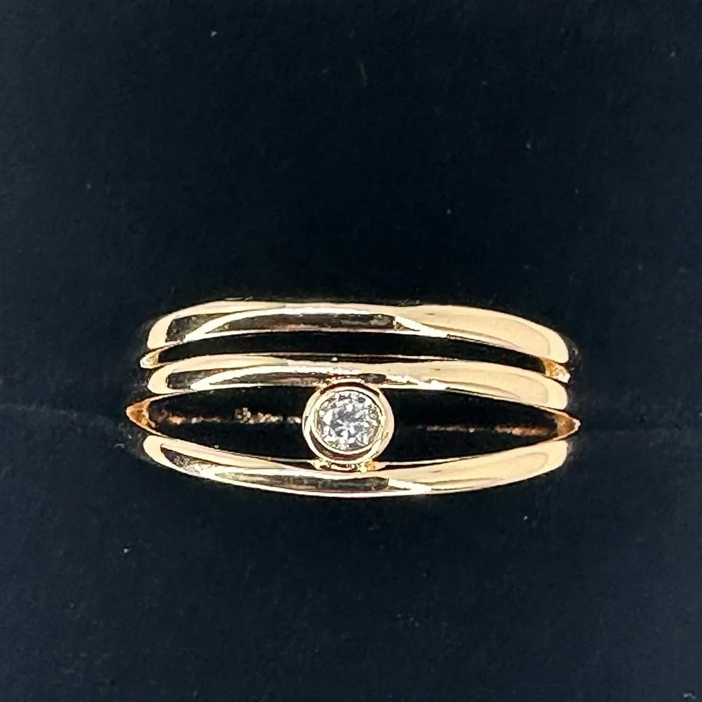 14K Gold Electroplated CZ Minimalist Ring